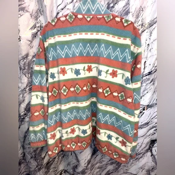 Vintage Alfred Dunner Nautical full zip Coastal Grandma style Plushy Fleece XXL - Picture 2 of 9